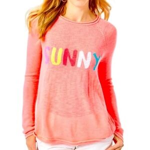 Lilly Pulitzer Danette Sweater Papaya Punch Sunny Intarsia Coastal Sz M NEW